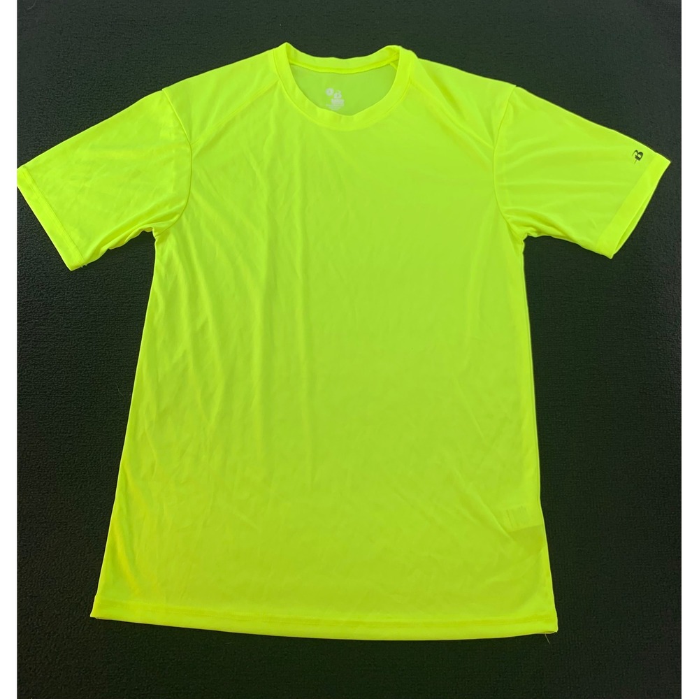 Badger Sport Bright Neon Yellow Athletic T-Shirt Short Sleeve Quick Dry Men's‎ S